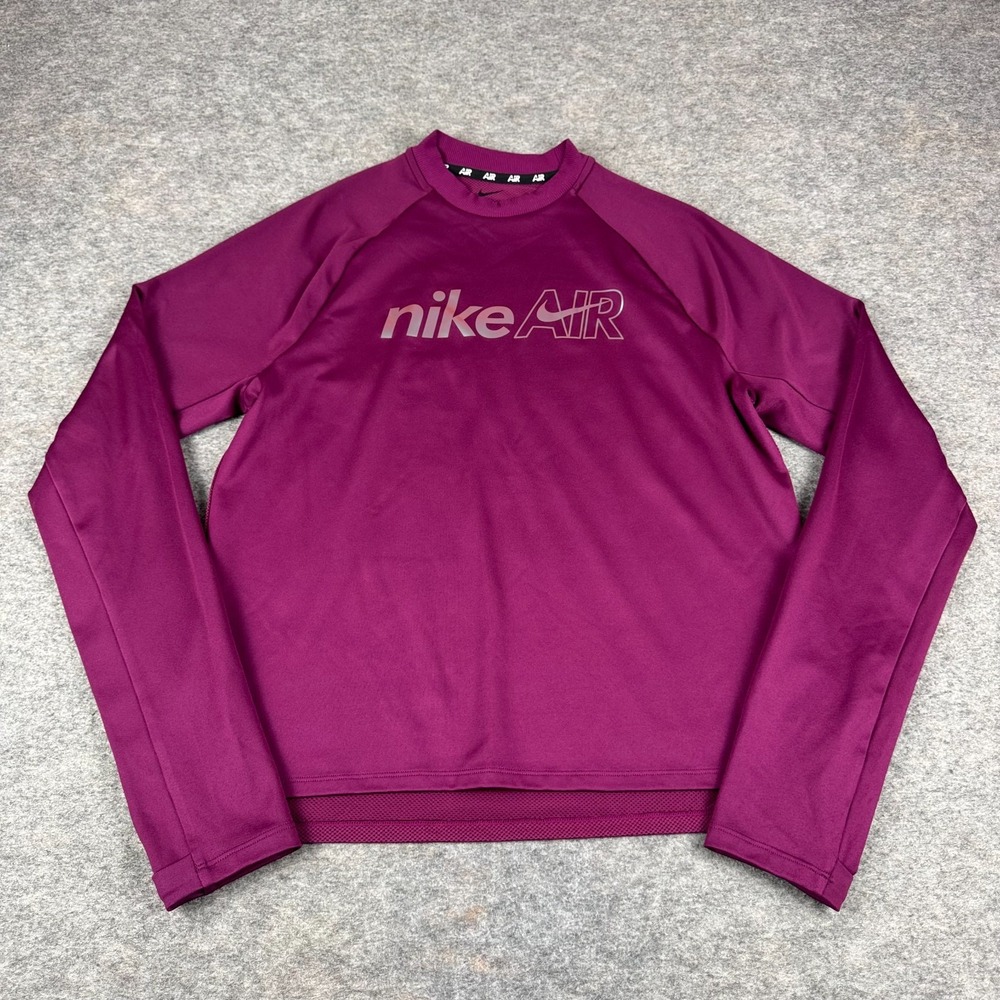 Nike Air Running Midlayer Mesh Long Sleeve Top DM7545-610 Purple Womens Large L - Picture 2 of 10